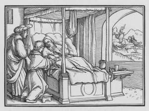 Jakob bedrager sin Fader og opnår velsignelsen, 1. Mosebog XXVII, 21 af Hans Holbein der Jüngere
