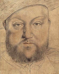 Portræt af kong Henrik VIII (Henri VIII) af England af Holbein, Hans, den yngre (1497-1543), ca. 1540 - Trækul, pastel og sangvin på pap - Staatliche Graphische Sammlung, München af Hans Holbein der Jüngere