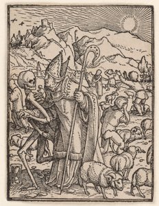 Biskoppen, fra "Dødedansen" af Hans Holbein the Younger