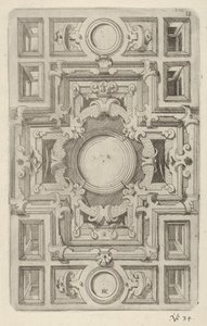 Design til et loft med stropper og et krydsformet center, 1609. af Hans Jakbob Ebelmann