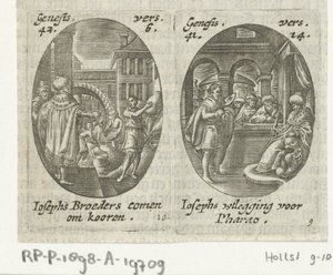 Joseph sælger korn til sine brødre / Joseph fortolker Faraos drøm Scener fra Josephs liv (serietitel) af Hans Janssen