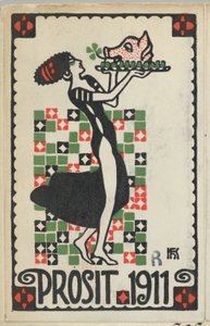 Nytårskort: Cheers 1911 Prosit, 1910. af Hans Kalmsteiner