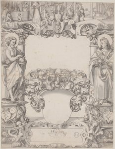 Glasdesign med Sankt Johannes Døberen og Sankt Johannes Evangelisten af Hans Kaspar Lang the Elder