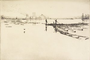 The Log Boom, ca. 1924 (ætsning) af Hans Kleiber