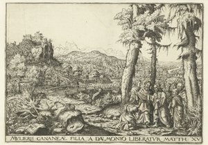 Landskab med Kristus og kvinden fra Kanaan af Hans Lautensack