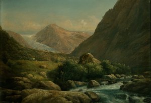 Bondhus gletscher (olie om bord) af Hans Leganger Reusch