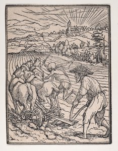 Bonden eller plovmanden, fra Dødedansen, ca. 1526, udgivet 1538.