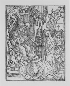 Paven, fra Dødedansen, ca. 1526, udgivet 1538.