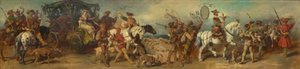 Udkast til festoptoget i 1879 – Jagtgruppe med byttevogn af Hans Makart