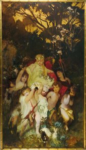 Moderne Amoretti, Triptykon, centralpanel, 1868. af Hans Makart