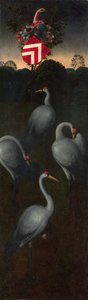 Traner med Pagagnotti-familiens våbenskjold Bagsiden af et panel fra en triptykon, ca. 1480 af Hans Memling