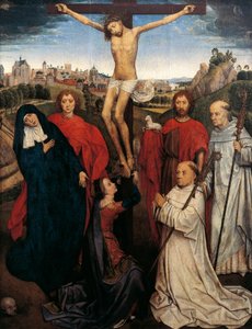 Korsfæstelse, centralt panel fra The Triptych of Jan Crabbe, c.1470 af Hans Memling