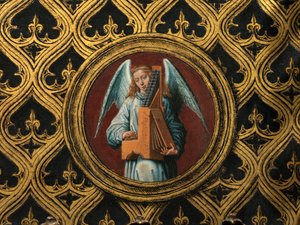 Detaljer om relikviet af Saint Ursula af Hans Memling
