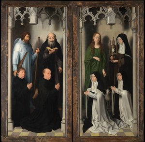 Yderside af Triptykonen af Sankt Johannes Døberen og Sankt Johannes Evangelisten af Hans Memling