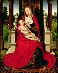 Madonna og barn på tronen, ca. 1492-94 af Hans Memling