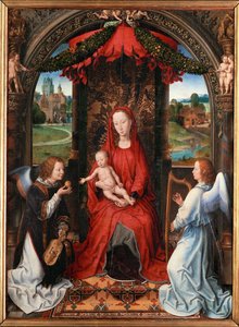 Madonna og barn, engel med violin i hånden (gisper) af Hans Memling