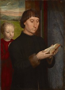 Portræt af en mand, der læser af Hans Memling