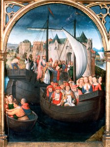 St Ursula-helligdommen, afgang fra Basel, 1489 af Hans Memling
