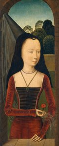 Ung kvinde med en lyserød, ca. 1485-90. af Hans Memling