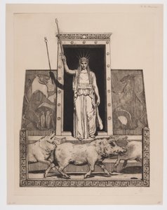 Danish: Circe forvandler Odysseus` mænd til svin af Hans Nikolaj Hansen
