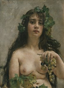 Champagnepige (olie på lærred)