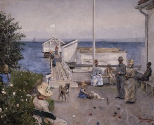 Kajen i Åsgårdstrand (olie på lærred) af Hans Olaf Heyerdahl