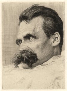 Portræt af Friedrich Nietzsche (1844 - 1900), tysk filosof - af Hans (Johannes) Olde (1855-1917) af Hans Olde