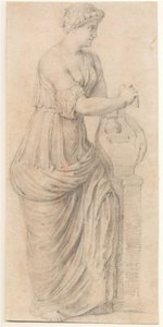 Kvinde, der spiller en lyre