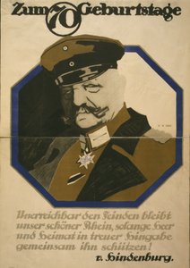 Plakat, der fejrer feltmarskal Paul von Hindenburgs 70-års fødselsdag, 1917