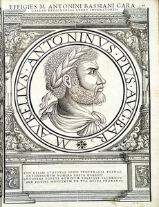 Heliogabalus, illustration fra de mest autentiske billeder af de gamle romerske kejsere i øst og vest, træsnit af Rudolph Wyssenbach, trykt af Andreas Gesner, Zürich, af Hans Rudolf Manuel Deutsch