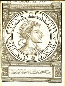Henrik II Claudus, illustration fra de romerske kejsere i hele øst og vest med de mest autentiske billeder af de gamle mønter, træsnit af Rudolph Wyssenbach, trykt af Andreas Gesner, Z