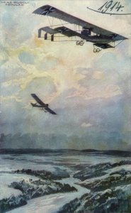 Militær biplan på en rekognosceringstur over Argonnerwa af Hans Rudolf Schulze
