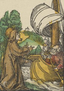 Kristus beroliger stormen på Tiberias-søen, fra Das Plenarium, 1517. af Hans Schäufelein the Elder