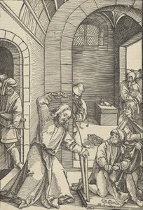 Kristus renser templet, fra spejl af vor Herre Jesu Kristi lidenskab, 1507. af Hans Schäufelein the Elder