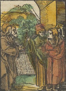 Kristus og farisæerne, fra Das Plenarium, 1517. af Hans Schäufelein the Elder