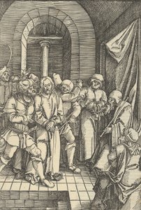 Kristus før Annas, fra spejlet af vor Herre Jesu Kristi lidenskab, 1507.