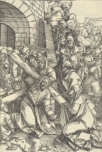 Bæringen af ​​korset, fra vor Herre Jesu Kristi lidenskabs spejl, 1507. af Hans Schäufelein the Elder