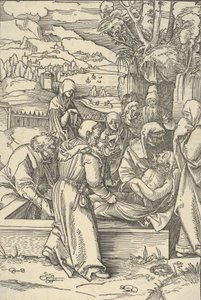 Begravelsen, fra spejlet af vor Herre Jesu Kristi lidenskab, 1507. af Hans Schäufelein the Elder