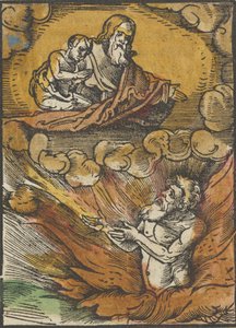 Den rige mand i helvede og den fattige Lazarus i Abrahams skød, fra Das Plenarium, 1517.