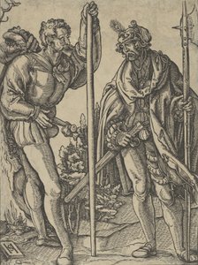 To soldater med lanse og hellebard i samtale, ca. 1515. af Hans Schäufelein the Elder