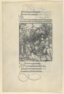 Unfalo, der får Theuerdanck til at falde i en fælde under en jagt, fra Theuerdanck, 1517. af Hans Schäufelein the Elder
