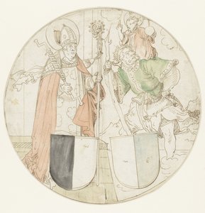 De hellige Christopher og Erasmus med hver sit våbenskjold af Hans Sebald Beham (possibly)