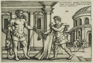 Lichas bringer Nessus beklædning til Hercules, fra The Labors of Hercules af Hans Sebald Beham