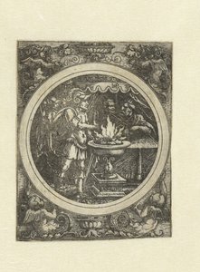 Mucius Scaevola med højre hånd i ilden af Hans Sebald Beham
