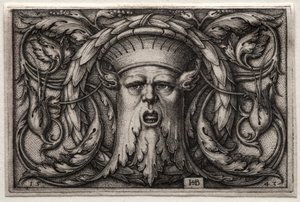 Ornament af Satyrhoved og Krans af Hans Sebald Beham