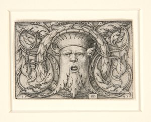Panel med en Mascaron (pynt med en maske) af Hans Sebald Beham