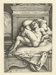 Nøgen kvinde sover som natten That Night (titel på objekt)