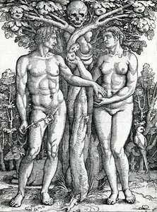 Adams og Evas fald, ca. 1525-27 (træsnit) af Hans Sebald Beham