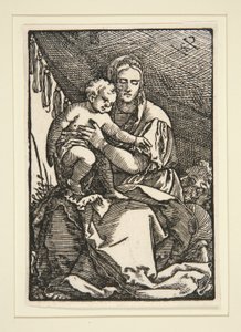 Den hellige familie under baldakinen af Hans Sebald Beham