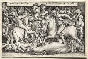 The Labours of Hercules: Hercules erobrer Troy af Hans Sebald Beham